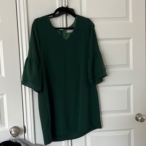 Green bell sleeve dress